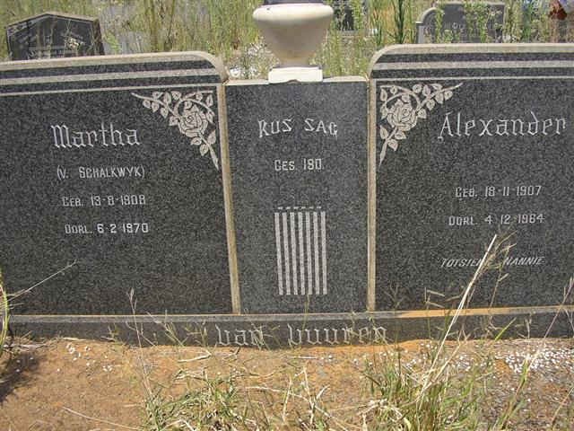 VUUREN Alexander, van 1907-1964 &amp; Martha V. SCHALKWYK 1908-1970