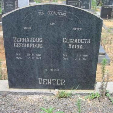 VENTER Bernardus Gerhardus 1892-1974 &amp; Elizabeth Maria 1895-1967