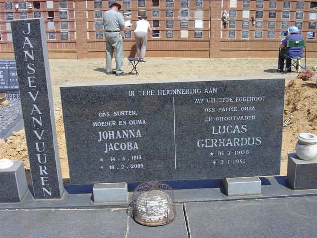 VUUREN Lucas Gerhardus, Jansen van 1906-1981 &amp; Johanna Jacoba 1913-2005