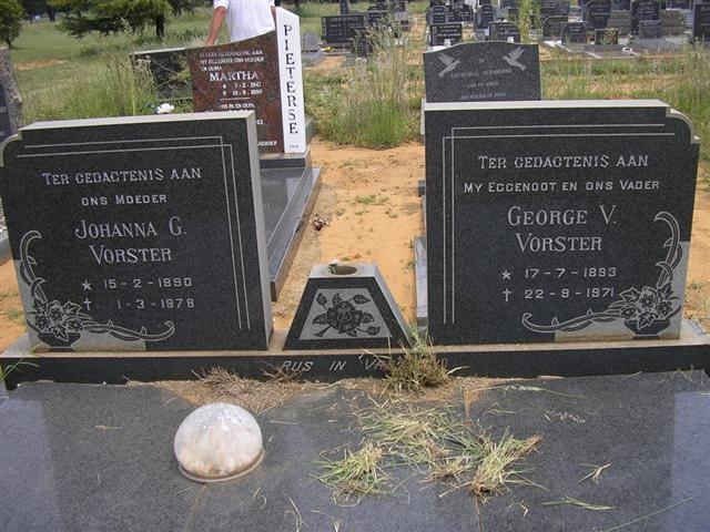 VORSTER George V. 1893-1971 &amp; Johanna G, 1890-1978