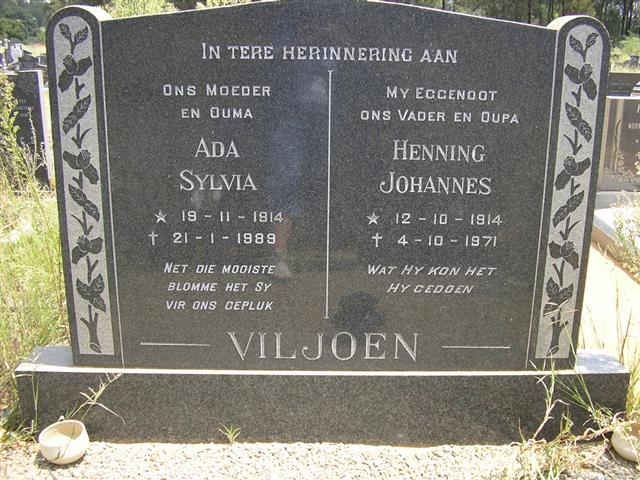 VILJOEN Henning Johannes 1914-1971 &amp; Ada Sylvia 1914-1989