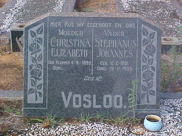 VOSLOO Stephanus Johannes 1891-1955 &amp; Christina Elizabeth KLOPPER 1895-