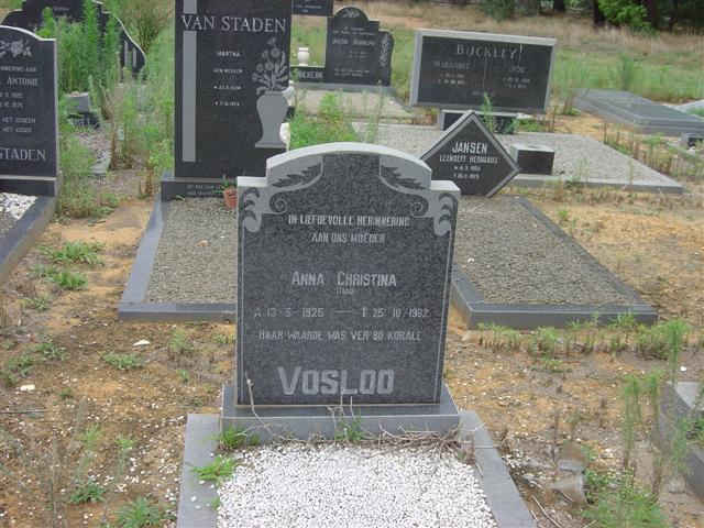 VOSLOO Anna Christina nee TEDD 1925-1982