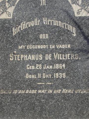 VILLIERS Stephanus, de 1864-1939
