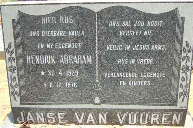 VUUREN Hendrik Abraham, Janse van 1929-1976