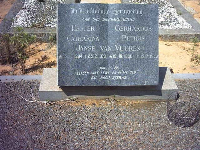 VUUREN Gerhardus Petrus, Janse van 1890-1959 &amp; Hester Catharina 1894-1970