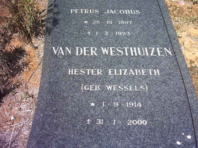 WESTHUIZEN Petrus Jacobus, van der 1907-1993 &amp; Hester Elizabeth WESSELS 1914-2000