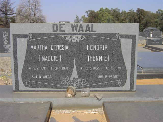 WAAL Hendrik, de 1892-1979 &amp; Martha Etresia 1897-1978