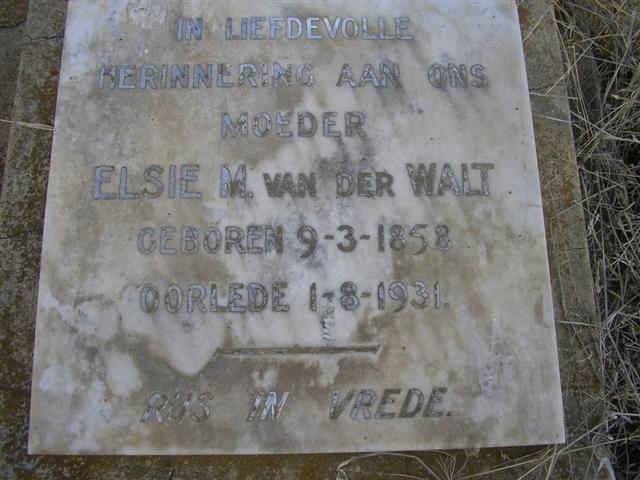 WALT Elsie M., van der 1858-1931