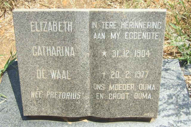 WAAL Elizabeth Catharina, de nee PRETORIUS 1904-1977