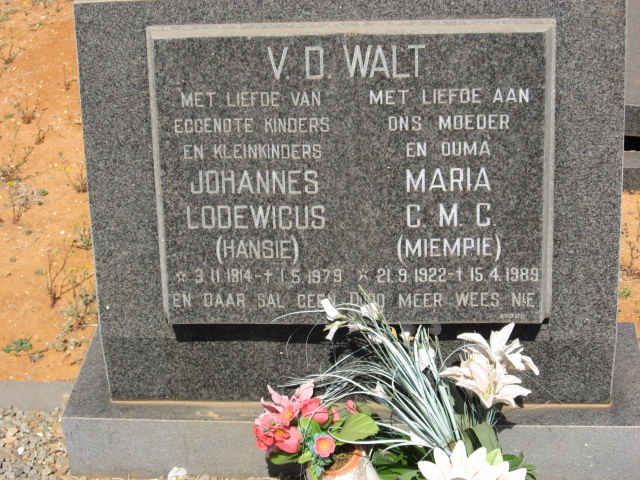 WALT Johannes Lodewicus, v.d. 1914-1979 &amp; Maria C.M.C. 1922-1989