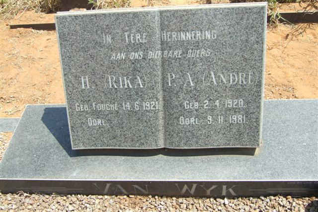 WYK P.A., van 1928-1981 &amp; Hendrika FOUCHE 1921-