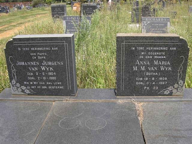 WYK Johannes Jurgens, van 1904-1980 &amp; Anna Maria M.M. BOTHA 1909-1967