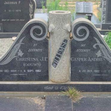 WILLEMSE Casper Andries 1903-1968 &amp; Christina J.P. GOUWS 1904-1982