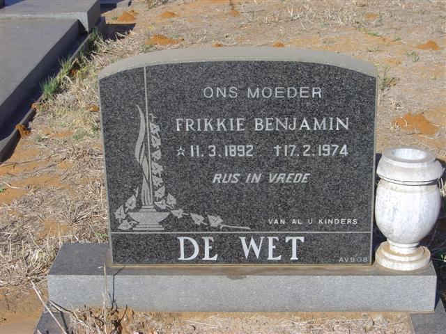 WET Frikkie Benjamin, de 1892-1974