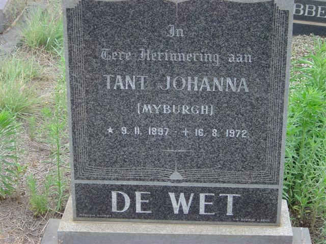 WET Johanna, de nee MYBURGH 1897-1972