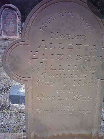 WILLIAMS Aletta Elizabeth nee  CONRADIE 1865-1935