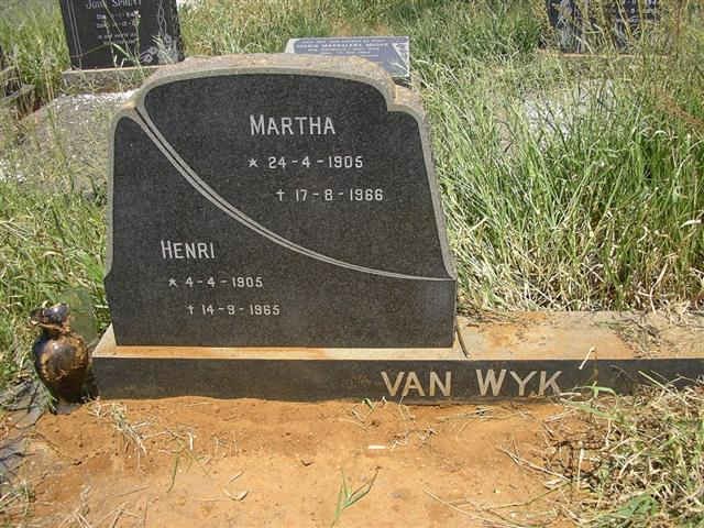 WYK Henri, van 1905-1965 &amp; Martha 1905-1966