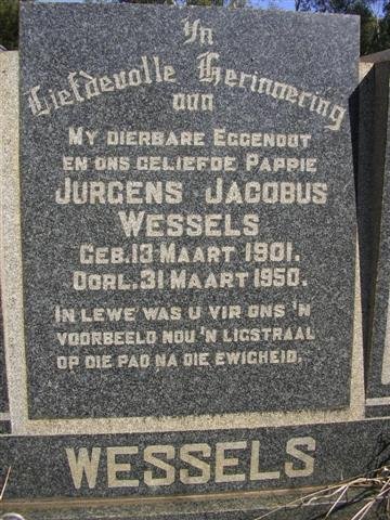 WESSELS Jurgens Jacobus 1901-1950
