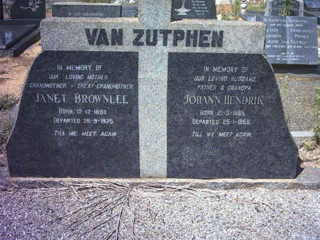 ZUTPHEN Johann Hendrik, van 1885-1959 &amp; Janet Brownlee 1883-1975