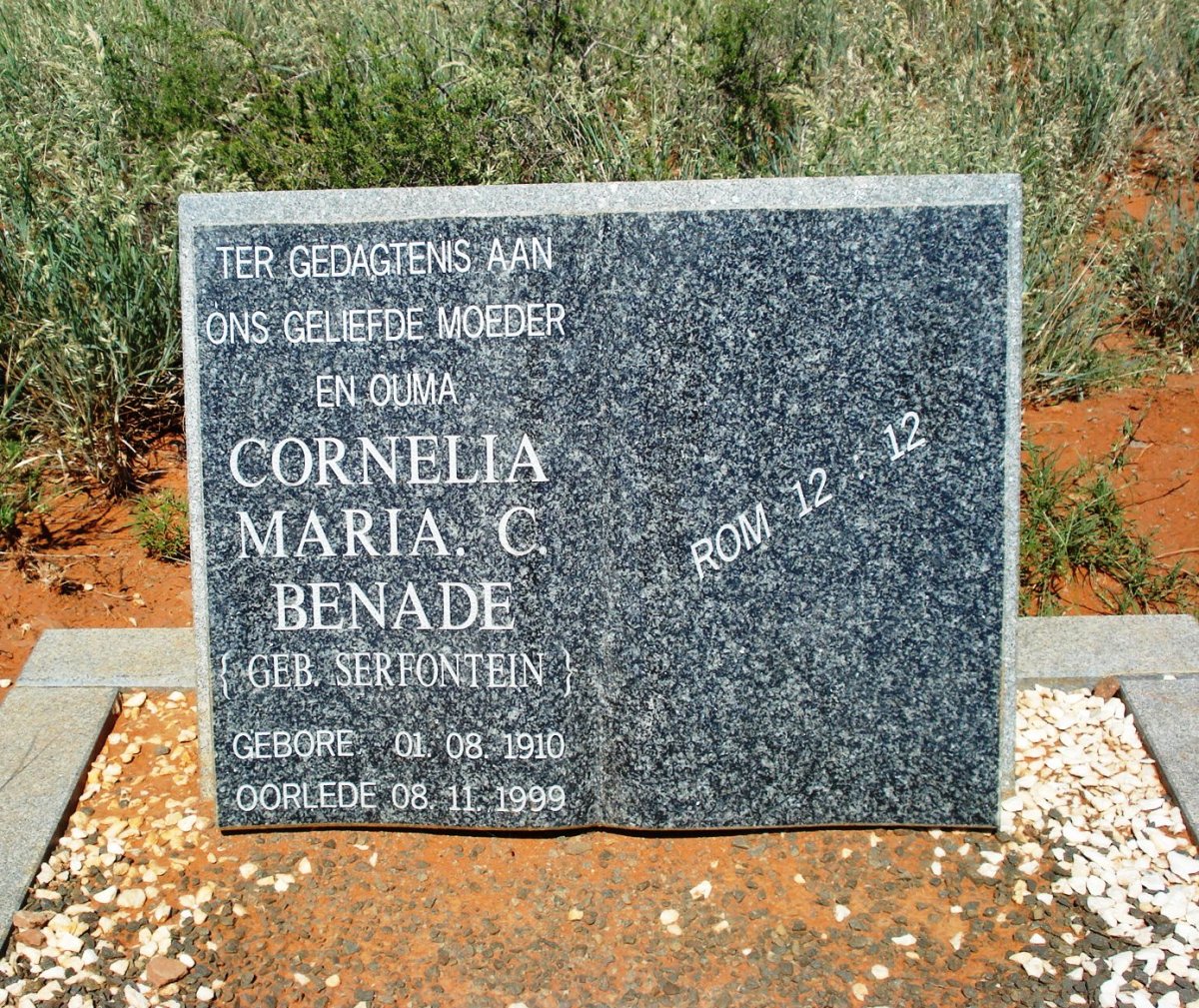 BENADE Cornelia Maria C. nee SERFONTEIN 1910-1999