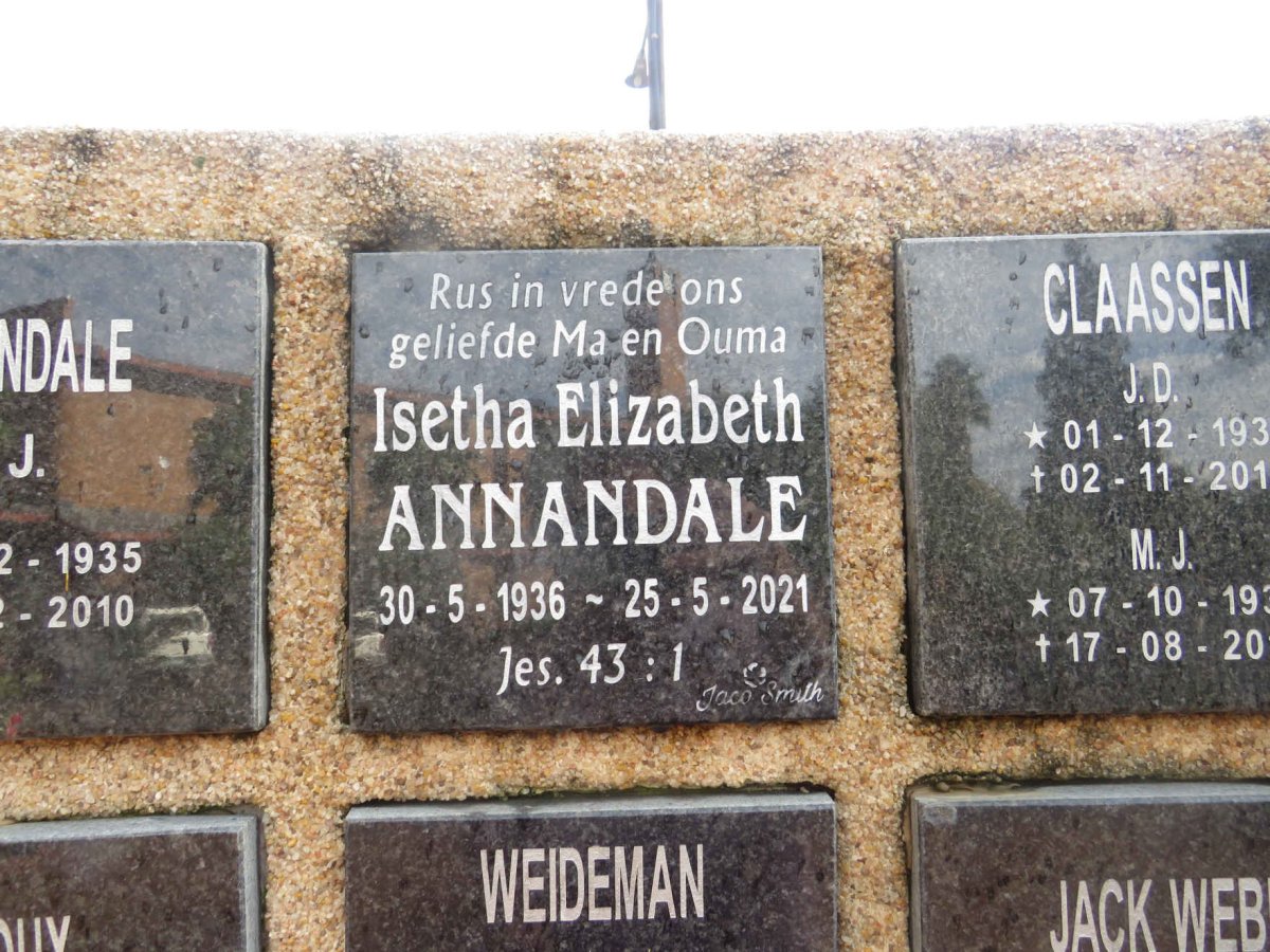 ANNANDALE Isetha Elizabeth 1936-2021