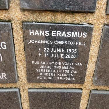ERASMUS Johannes Christoffel 1935-2020