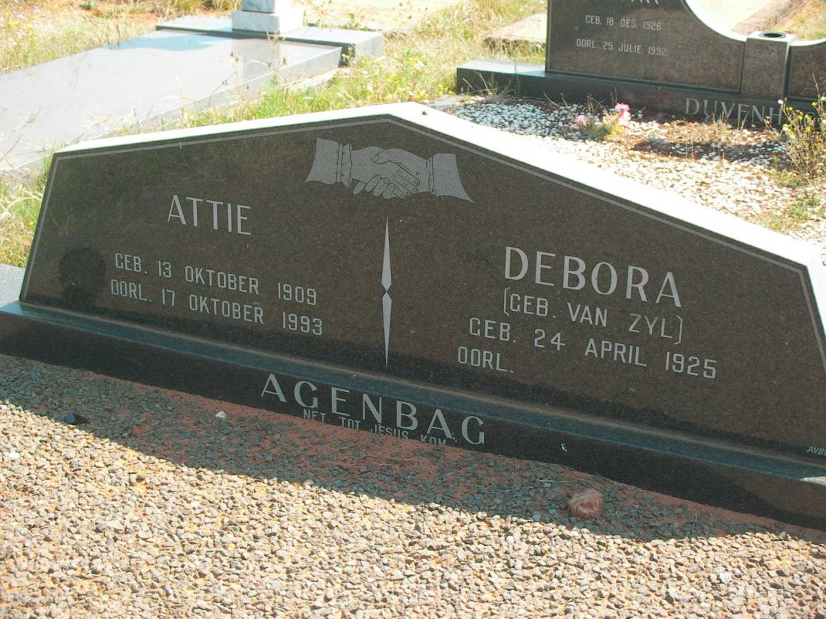 AGENBAG Attie 1909-1993 &amp; Debora VAN ZYL 1925-