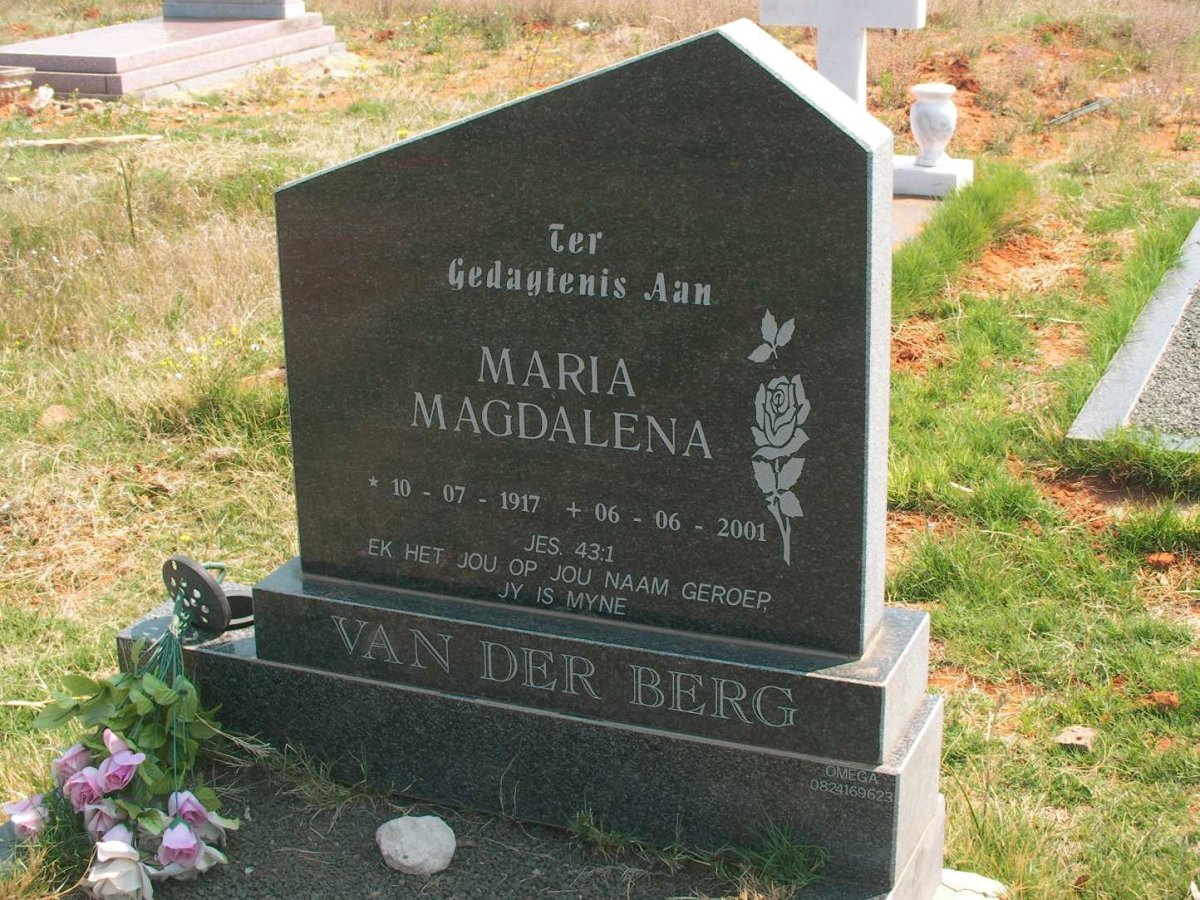 BERG Maria Magdalena, van der 1917-2001