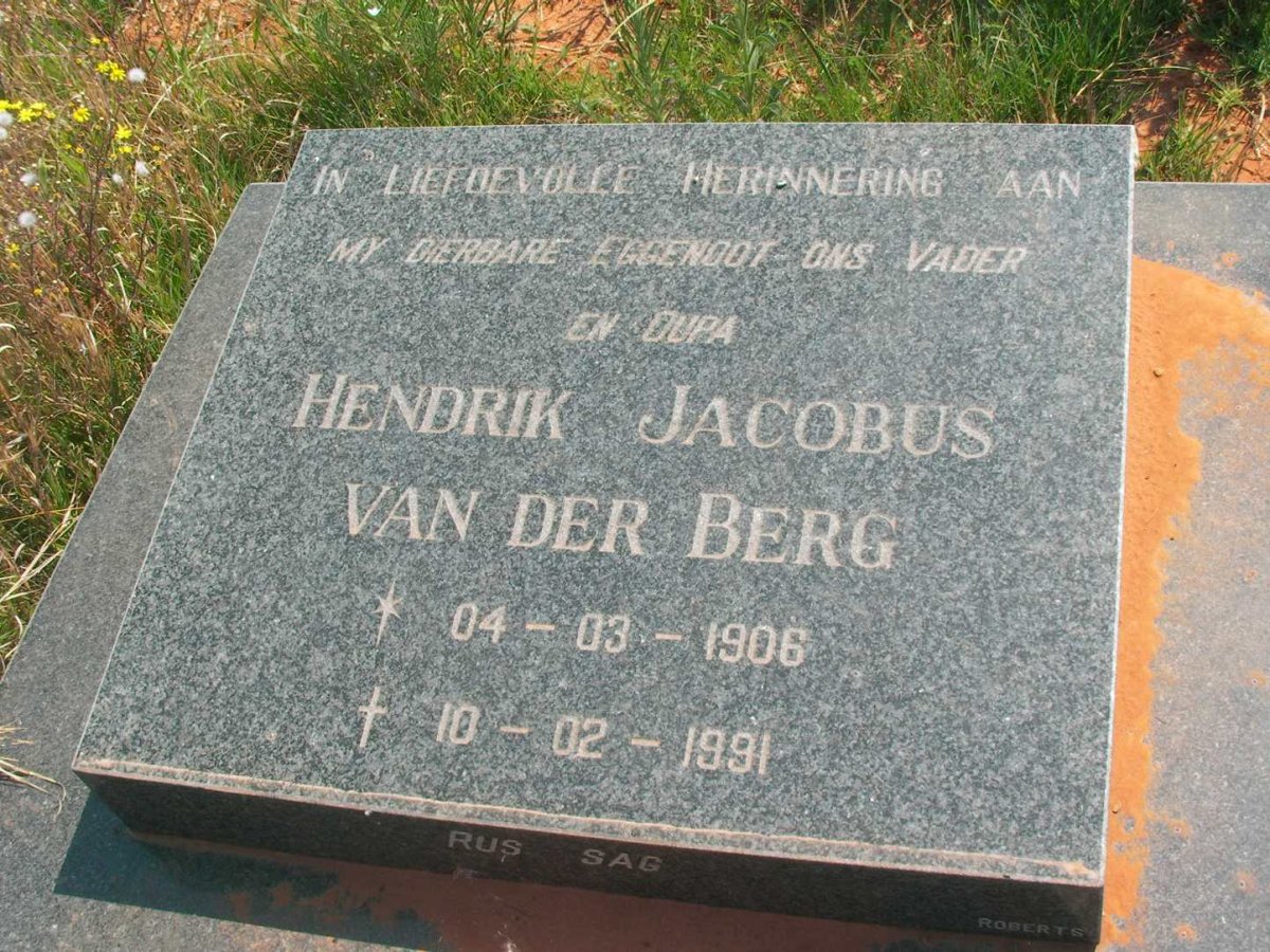 BERG Hendrik Jacobus, van der 1906-1991