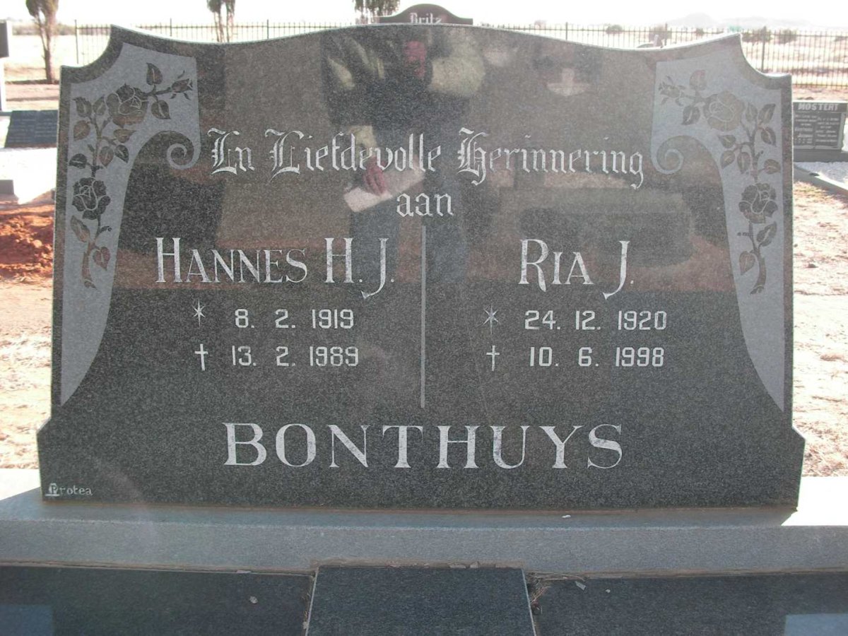 BONTHUYS Hannes H.J. 1919-1989 &amp; Ria J. 1920-1998