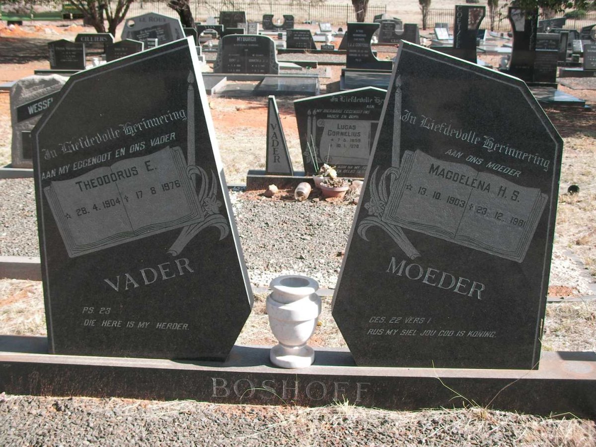 BOSHOFF Theodorus E. 1904-1976 &amp; Magdelena H.S. 1903-1981
