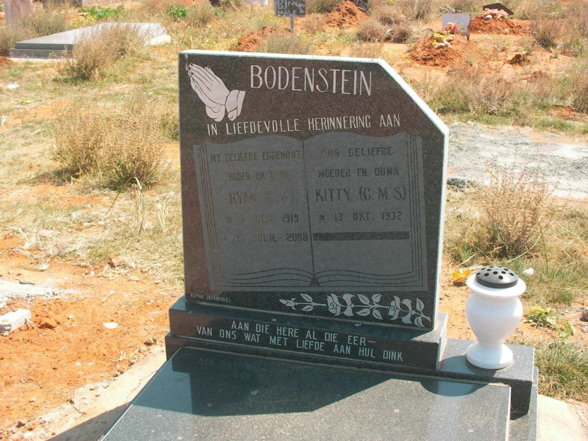 BODENSTEIN Ryan G.G. 1919-2008 &amp; Kitty C.M.S. 1932-