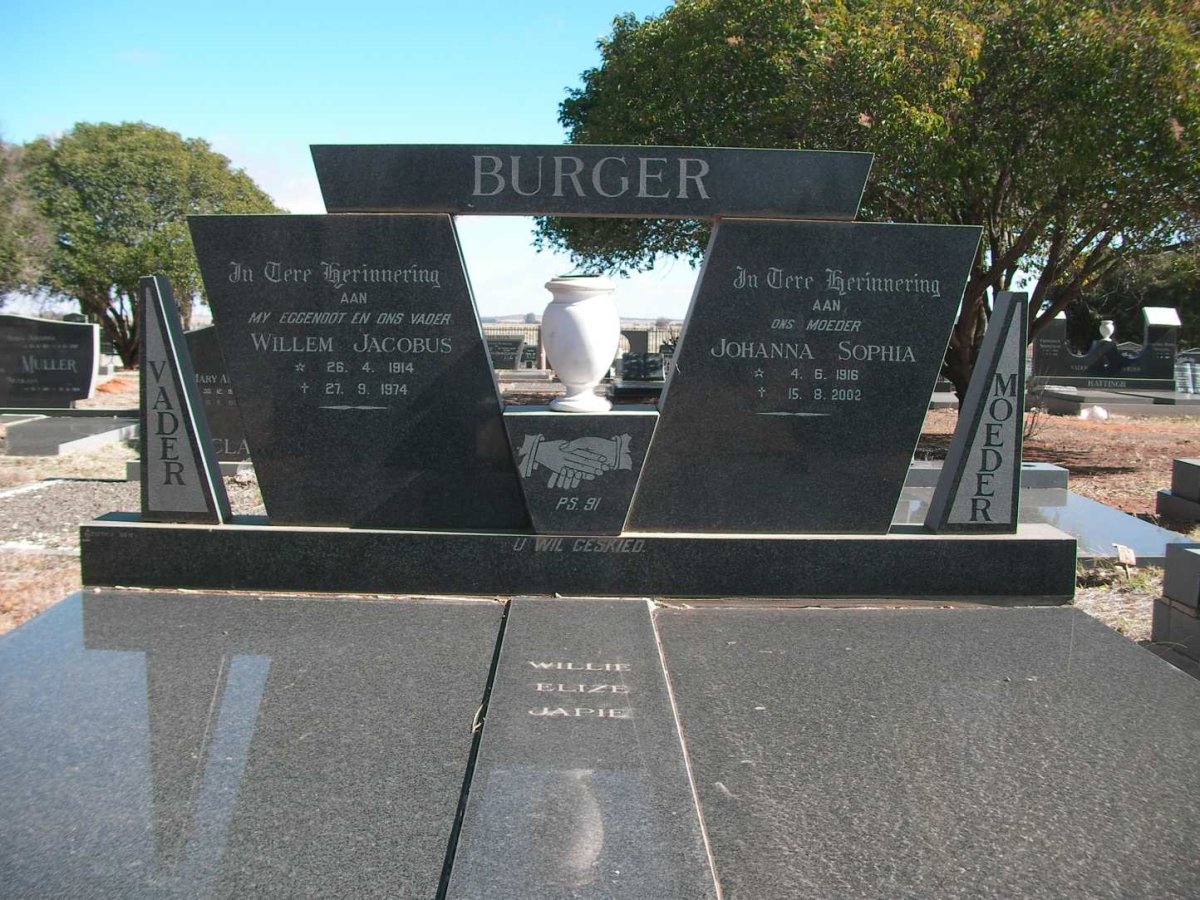 BURGER Willem Jacobus 1914-1974 &amp; Johanna Sophia 1916-2002