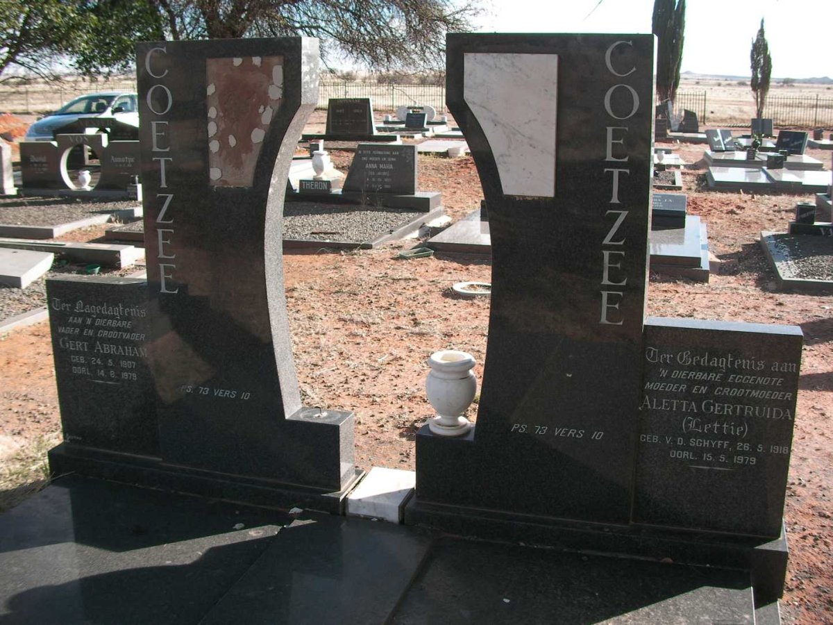 COETZEE Gert Abraham 1907-1979 &amp; Aletta Gertruida V.D.SCHYFF 1918-1979