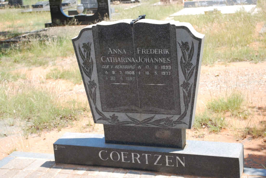 COERTZEN  Frederik Johannes 1899-1977 &amp;  Anna Catharina VAN RENSBURG 1908-1987 