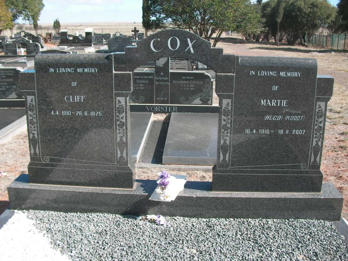 COX Cliff 1910-1975 &amp; Martie voorheen HUGO voorheen ROODT 1916-2007