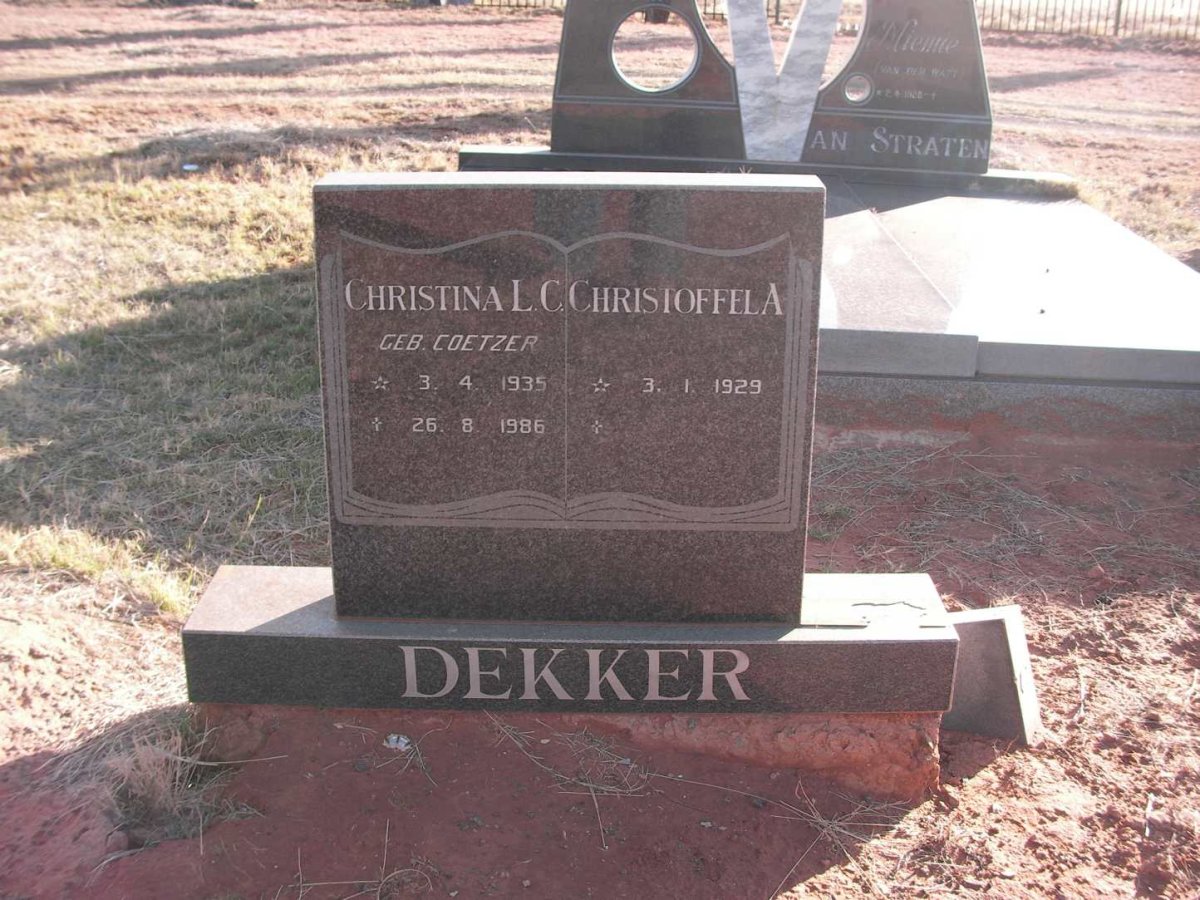 DEKKER Christoffel A. 1929- &amp; Christina L.C. COETZER 1935-1986