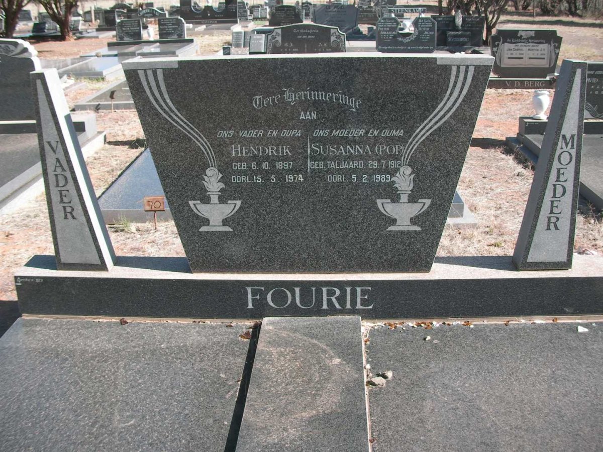 FOURIE Hendrik 1897-1974 &amp; Susanna TALJAARD 1912-1989