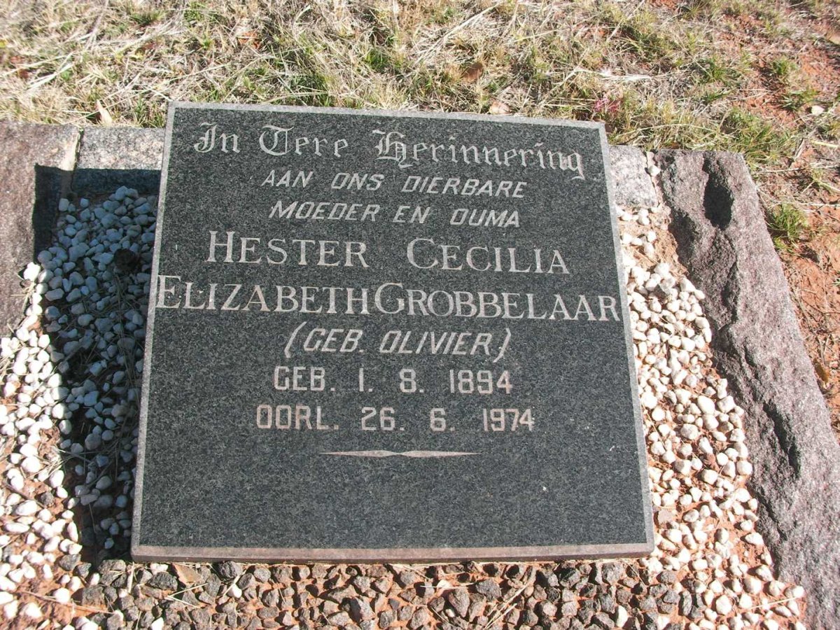 GROBBELAAR Hester Cecilia Elizabeth nee OLIVIER 1894-1974
