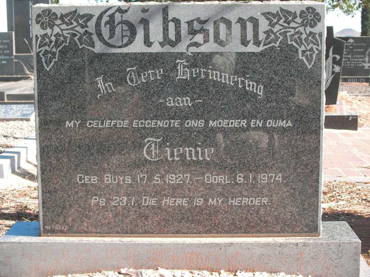 GIBSON Tienie 1927-1974