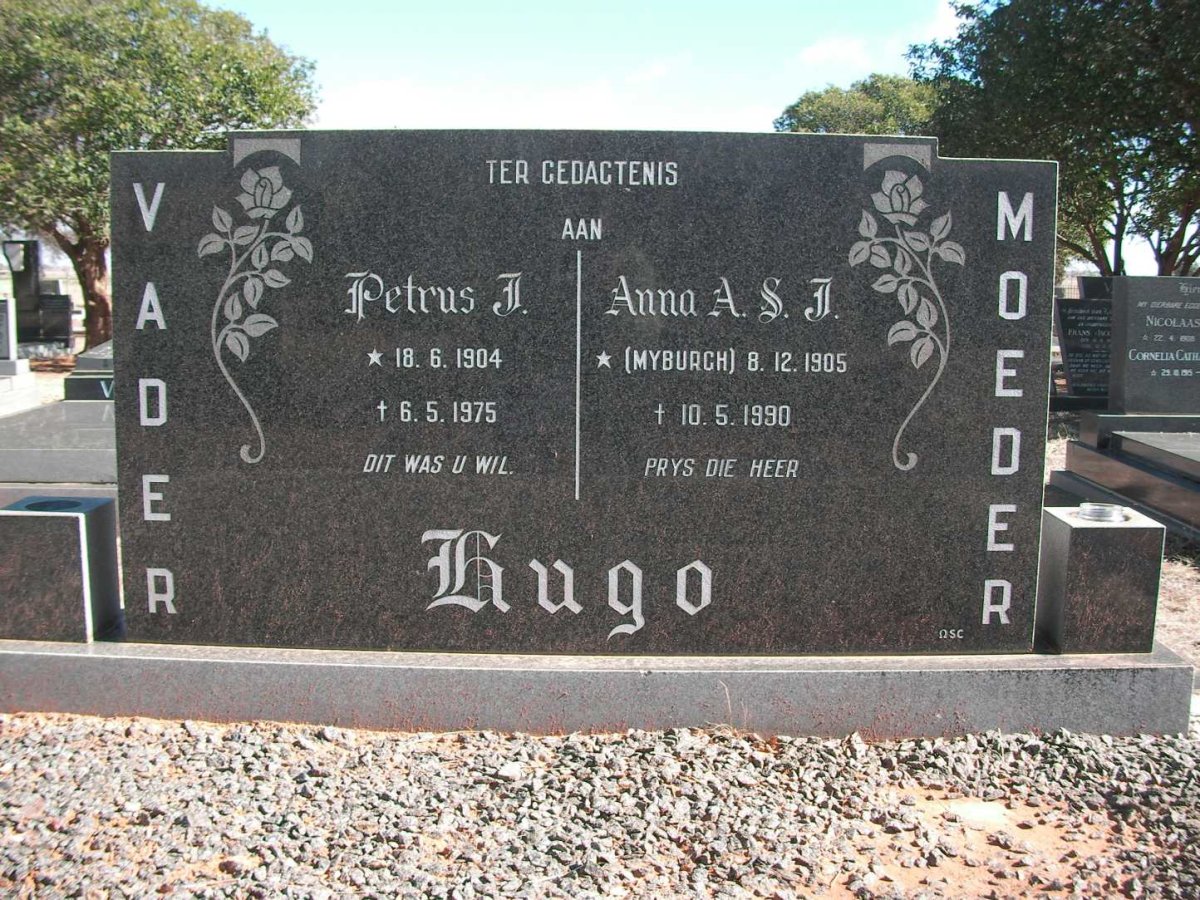 HUGO Petrus J. 1904-1975 &amp; Anna A.S.J. MYBURGH 1905-1990