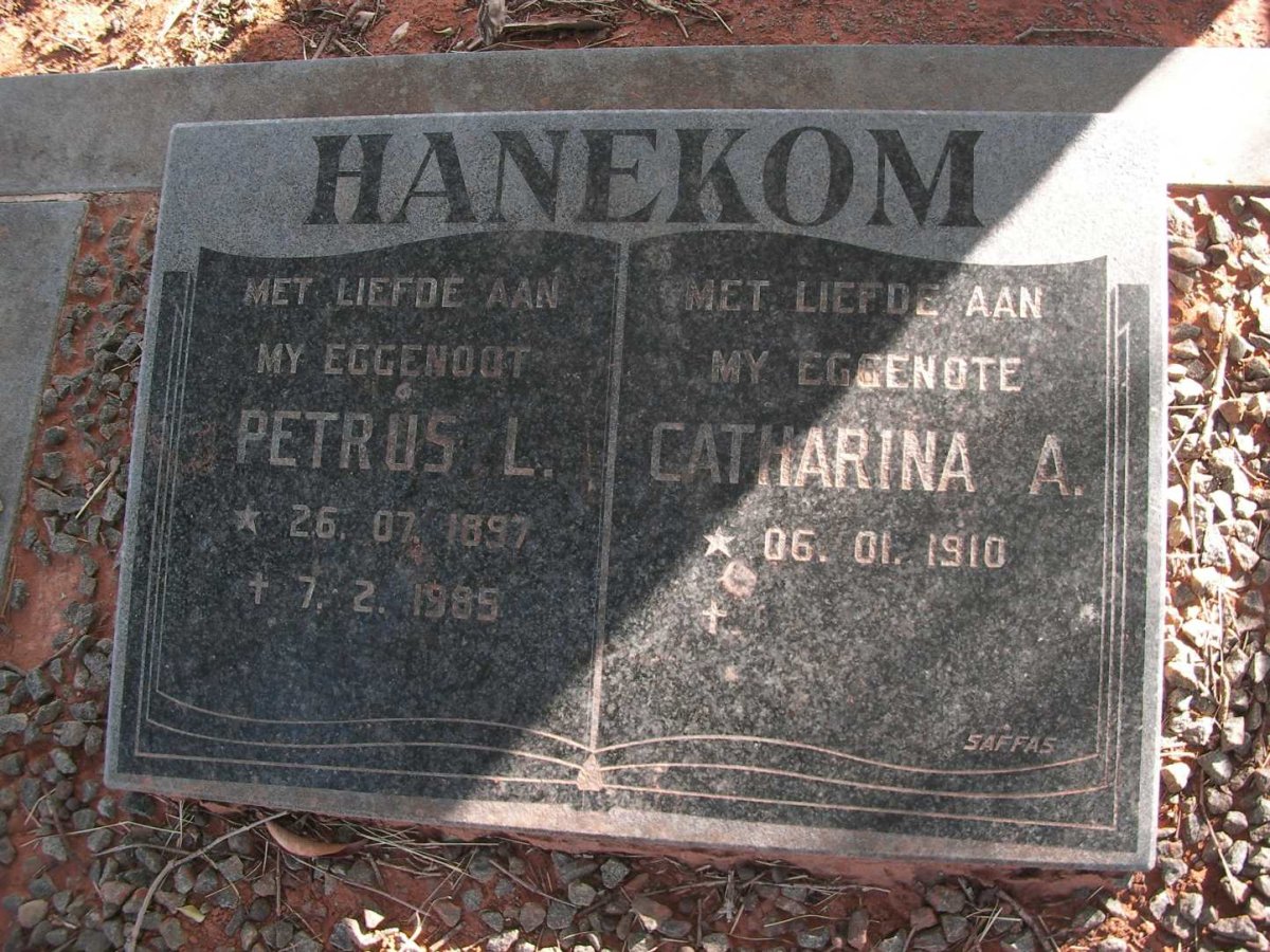 HANEKOM Petrus L. 1897-1985 &amp; Catharina A. 1910-