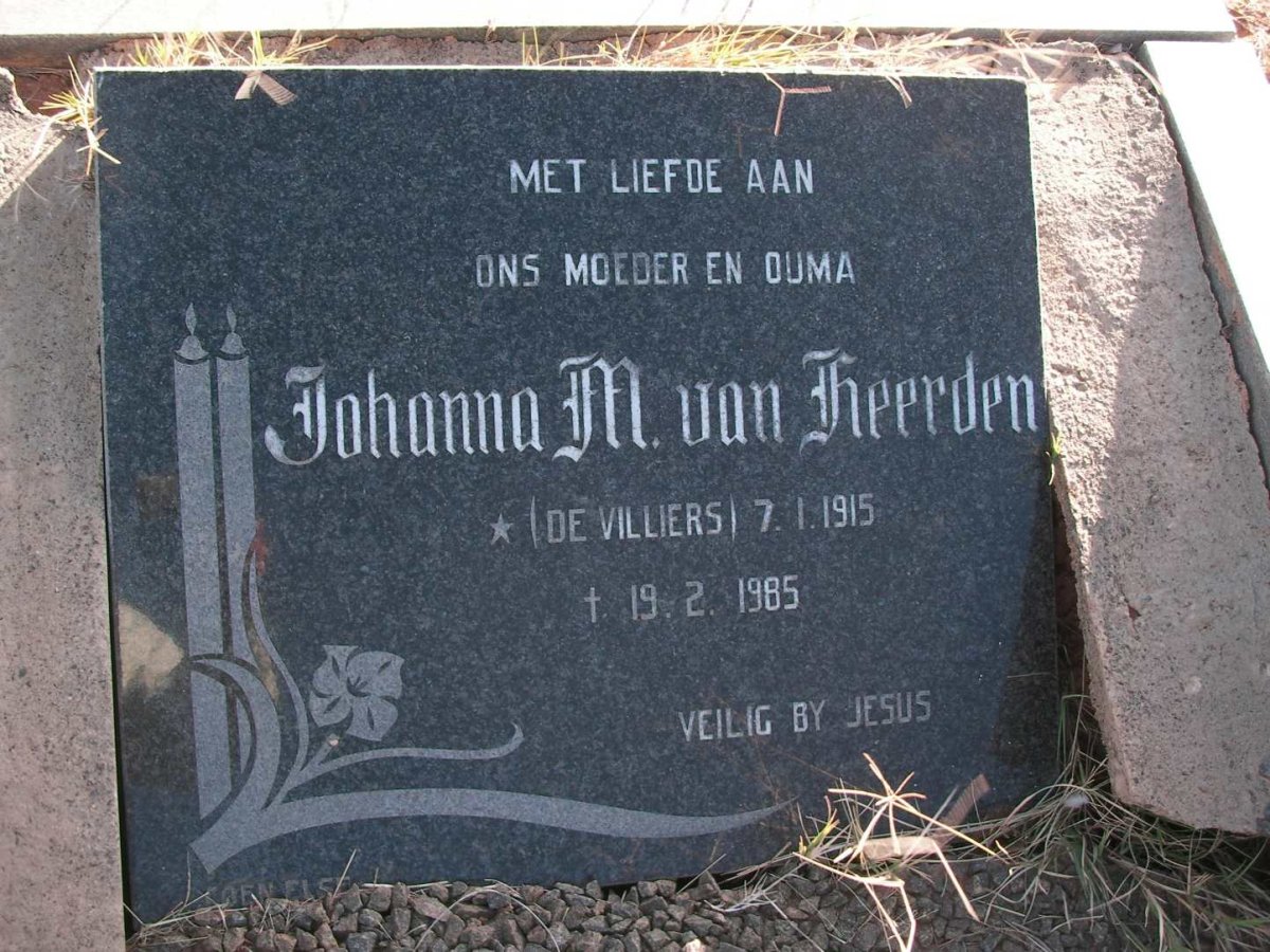 HEERDEN Johanna M., van nee DE VILLIERS 1915-1985