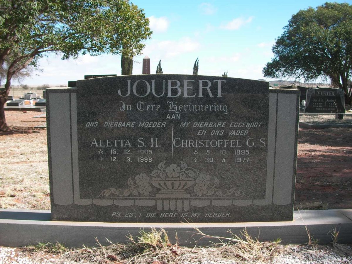 JOUBERT Christoffel G.S. 1895-1977 &amp; Aletta S.H. 1905-1998