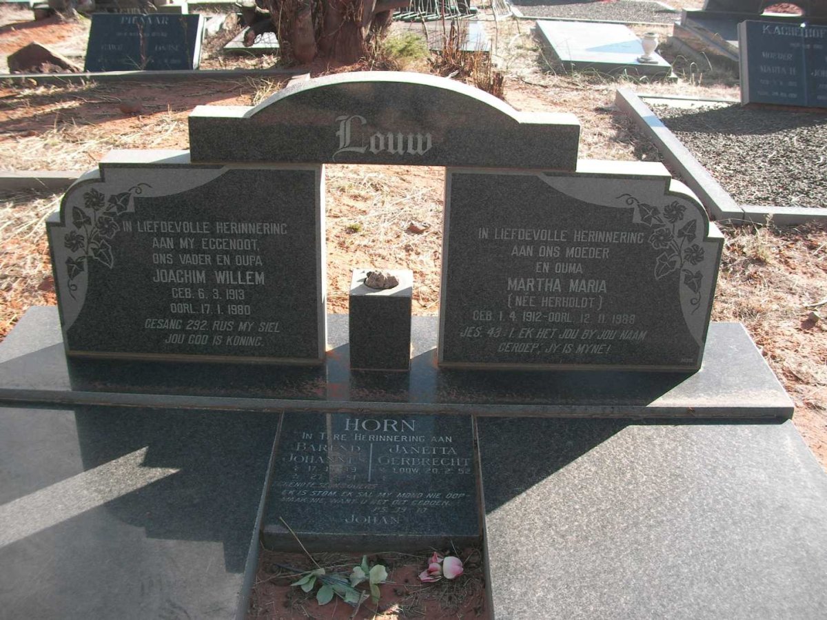 LOUW Joachim Willem 1913-1980 &amp; Martha Maria HERHOLDT 1912-1988