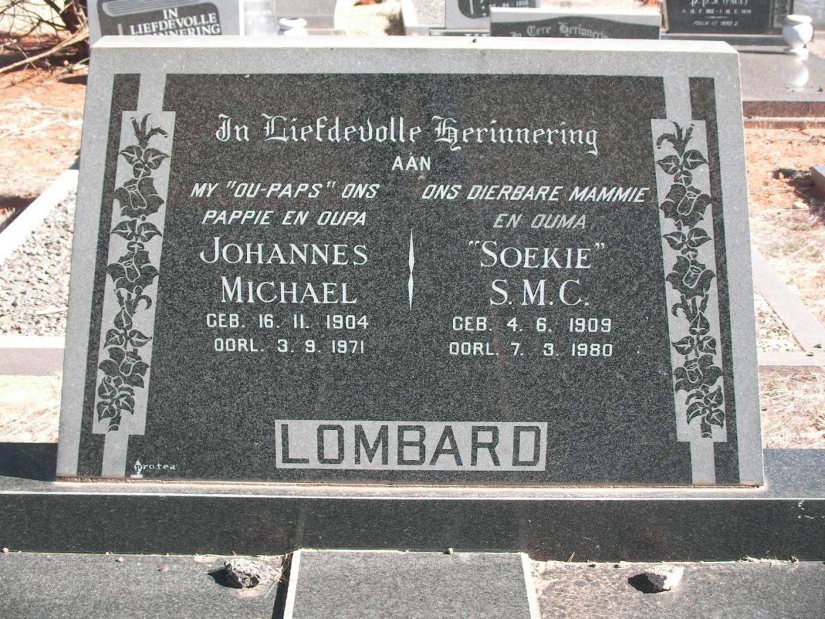 LOMBARD Johannes Michael 1904-1971  &amp; S.M.C. 1909-1980