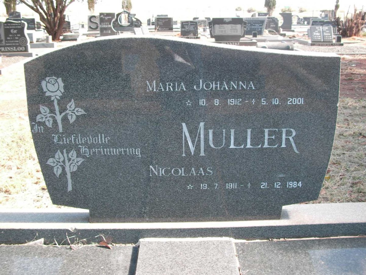 MULLER Nicolaas 1911-1984 &amp; Maria Johanna 1912-2001