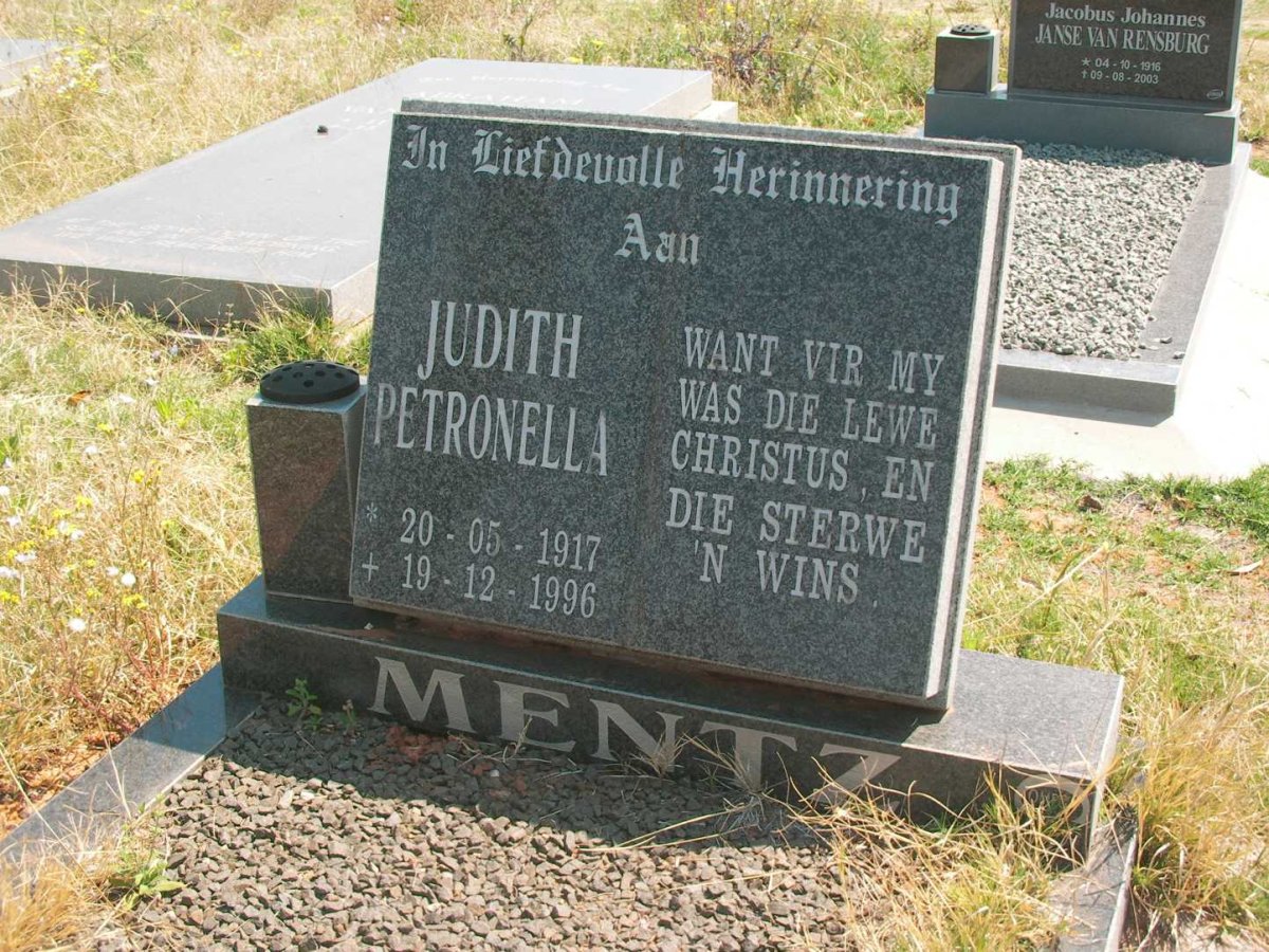MENTZ Judith Petronella 1917-1996
