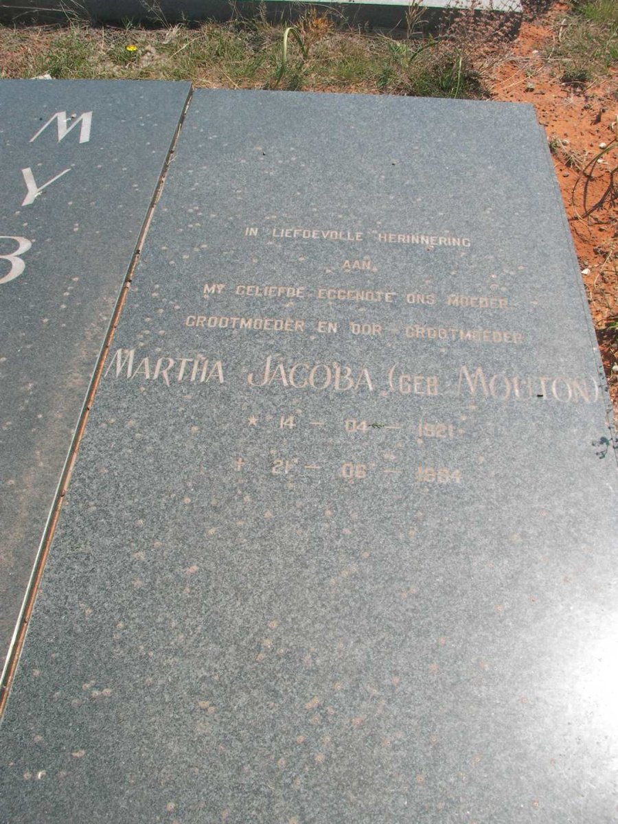 MYB? Martha Jacoba nee MOUTON 1921-19?4